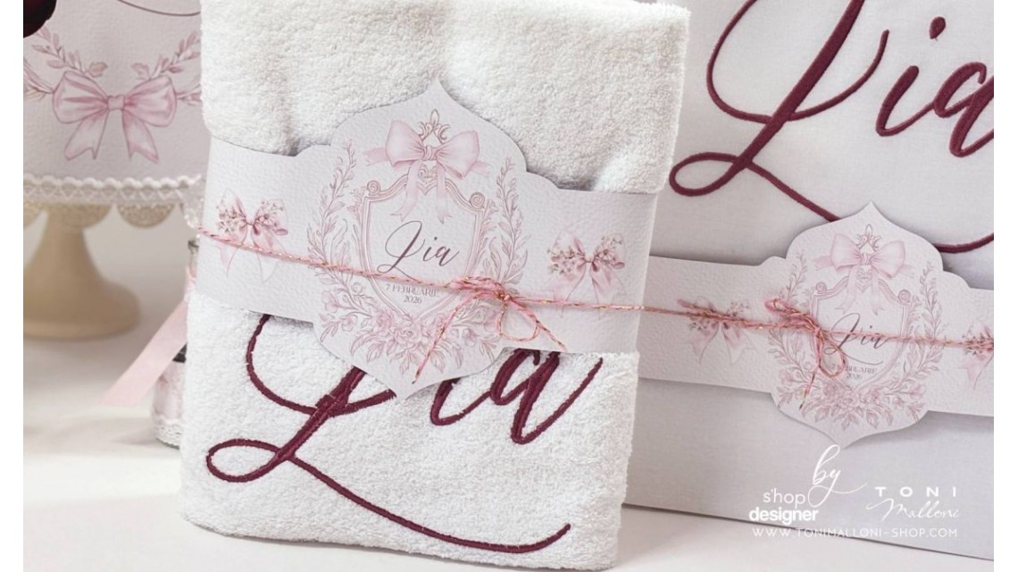 Trusou botez Pink Bows alb murdar, roz pudră și burgundy 22